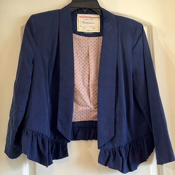 ANthropologie CARTONNIER blazer jacket tencel blue S - Picture 1 of 5